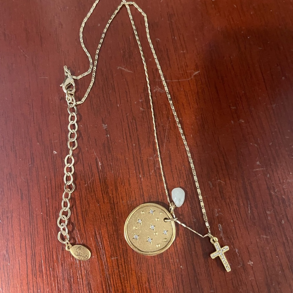 Sequin Night Sky & Cross Talisman Pendant